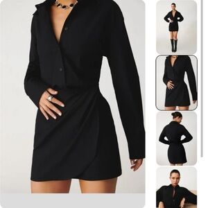 Like New Reformation Black Collar Button Down Dress- Size 4